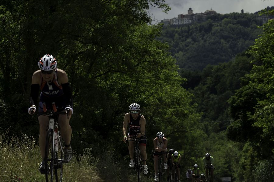 RIMINI, ITALY - MAY 24:  Athletes compete on a road ahead Monte Grimano town during the biking curse of the 2015 ETU Challenge Rimini European Championship Half Distance on May 24, 2015 in Italy.  (Photo by Gonzalo Arroyo Moreno/Getty Images)