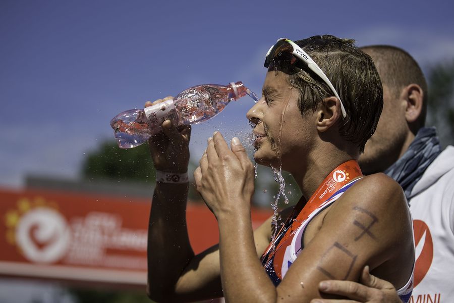 RIMINI, ITALY - MAY 24:  Finish line and awrd ceremony during the 2015 ETU Challenge Rimini European Championship Half Distance on May 24, 2015 in Rimini, Italy.  (Photo by Gonzalo Arroyo Moreno/Getty Images)